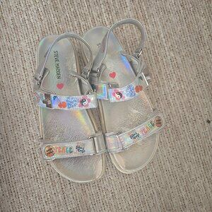 Girls Steve Madden sandals size holographic with fun print